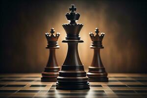 Different chess piece on a solid color background. ai generative photo