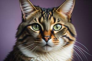 Portrait of a beautiful Maine Coon cat on a dark background. ai generative photo