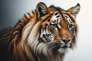 Portrait of a tiger on a solid color background. Close-up. ai generative photo