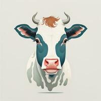 ilustración de un retrato de un vaca en un gris antecedentes. ai generativo foto