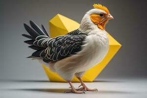 Colorful chicken on a solid color background, studio photo. ai generative photo