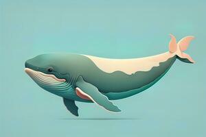 Blue whale isolated on a solid clor background. ai generative photo