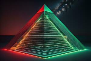 Creative and colorful pyramid on a solid color background. ai generative photo