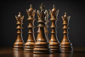 Different chess piece on a solid color background. ai generative photo