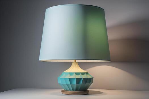 decorative table lamp on solid color background. ai generative photo