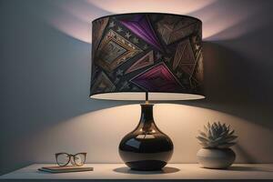 decorative table lamp on solid color background. ai generative photo