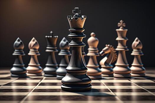 Different chess piece on a solid color background. ai generative photo
