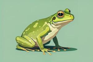 Frog on a green background. Vector illustration of a frog. ai generative photo