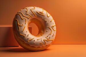 Chocolate glazed donut with sprinkles. Ai generative photo