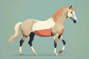 Brown and white horse standing. Vector illustration. ai generative photo