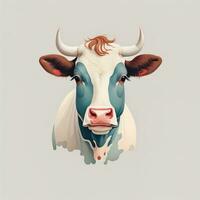 Illustration of a portrait of a cow on a grey background. ai generative photo