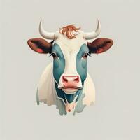 Illustration of a portrait of a cow on a grey background. ai generative photo