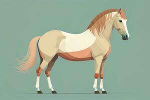 Brown and white horse standing. Vector illustration. ai generative photo