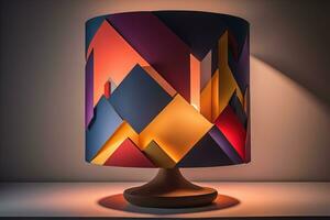 decorative table lamp on solid color background. ai generative photo