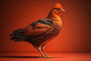 Colorful chicken on a solid color background, studio photo. ai generative photo