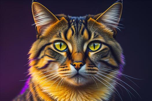 Portrait of a beautiful Maine Coon cat on a dark background. ai generative photo
