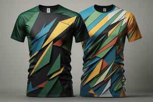 Colorful t-shirts in front of dark background. ai generative photo