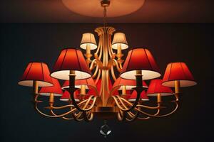 Luxury chandelier isolated on dark background. ai generative photo