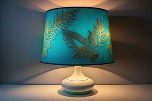 a decorative and colorful lamp on a solid color background. ai generative photo