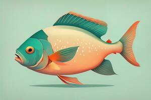 Illustration of a fish on a blue background, vector illustration. ai generative photo