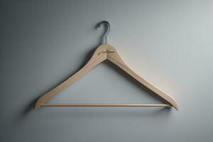 Wooden clothes hanger hanging on the wall. ai generative photo