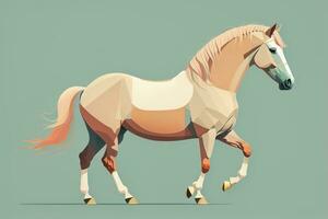 Brown and white horse standing. Vector illustration. ai generative photo