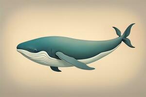 Blue whale isolated on a solid clor background. ai generative photo