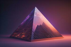 Creative and colorful pyramid on a solid color background. ai generative photo