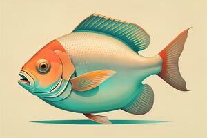 Illustration of a fish on a yellow background, vector illustration. ai generative photo