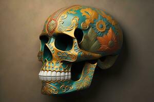Day of the Dead sugar skull. Mexican sugar skull. ai generative photo