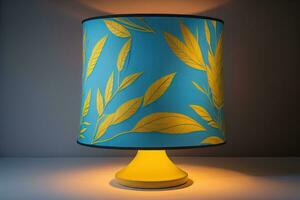 a decorative and colorful lamp on a solid color background. ai generative photo