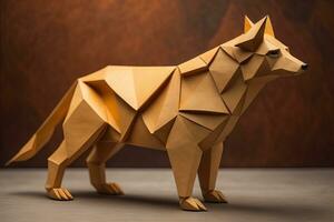 Paper origami animal isolated on solid color background. ai generative photo