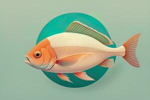 Illustration of a fish on a blue background, vector illustration. ai generative photo