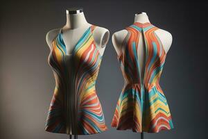 Women's dress on a mannequin in a fashion store. ai generative photo