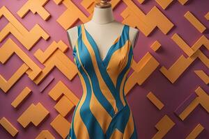 Women's dress on a mannequin in a fashion store. ai generative photo