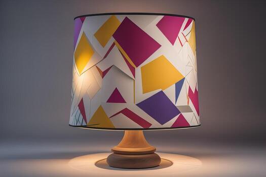 decorative table lamp on solid color background. ai generative photo