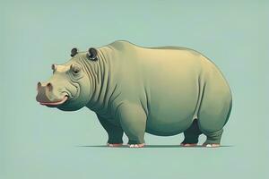 Hippopotamus standing on its hind legs. Vector illustration. ai generative photo