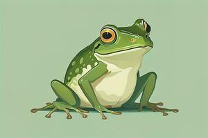 Frog on a green background. Vector illustration of a frog. ai generative photo