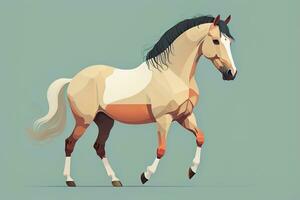 Brown and white horse standing. Vector illustration. ai generative photo