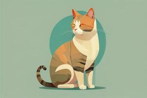 Cute cat sitting on the floor. Vector illustration in retro style. ai generative photo