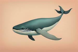 Blue whale isolated on a solid clor background. ai generative photo