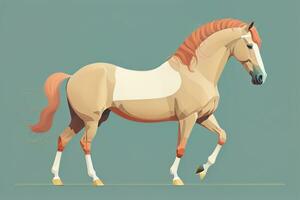 Brown and white horse standing. Vector illustration. ai generative photo