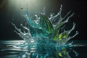 a colorful water splash on a gradient background. ai generative photo
