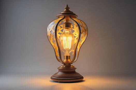 Lantern with glowing light on dark background. ai generative photo