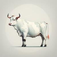 Illustration of a portrait of a cow on a grey background. ai generative photo