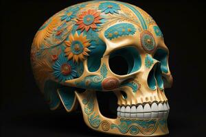 Day of the Dead sugar skull. Mexican sugar skull. ai generative photo