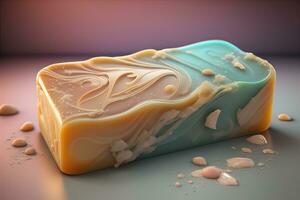 Soap bars on a colored background. ai generative photo