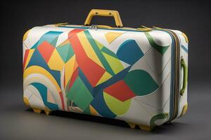 a travel suitcase isolated on a solid color background. ai generative photo