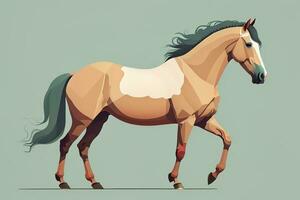 Brown and white horse standing. Vector illustration. ai generative photo