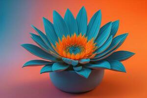 Flowers in a pot on a solid color background. ai generative photo